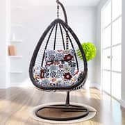 Galaxy Design Hanging Chair Brown & White Color Rattan Swing Chair Model - GDF-3131.