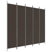vidaXL 5-Panel Room Divider Brown 250x220 cm Fabric vidaXL 5-Panel Room Divider Brown 250x220 cm Fabric
