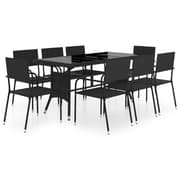 vidaXL 9 Piece Garden Dining Set Poly Rattan Black vidaXL 9 Piece Garden Dining Set Poly Rattan Black