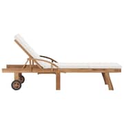 vidaXL Sun Lounger with Cushion Solid Teak Wood Cream