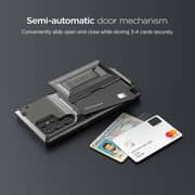 Vrs Design Damda Glide Hybrid Designed For Samsung Galaxy S22 Ultra Case Cover (2022) Wallet [semi Automatic] Slider Credit Card Holder Slot [3-4 Cards] & Kickstand - Metal Black