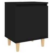 vidaXL Bed Cabinet with Solid Wood Legs Black 40x30x50 cm