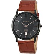 TITAN, 1683WL01, Mens Watch Analog, Edge Collection Black Dial Brown Leather Strap Watch
