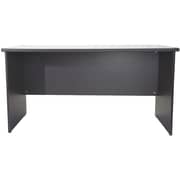 Mahmayi Grigio 120 Plain Office Desk - Grey Executive Office Table with 2 Grommets for Wire Management - Round Edge Profile