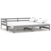 Vidaxl Pull-out Day Bed Grey Solid Pinewood 2x Vidaxl Pull-out Day Bed Grey Solid Pinewood 2x