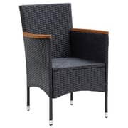 vidaXL 9 Piece Garden Dining Set with Cushions Poly Rattan Black