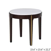 Danube - Cody End Table-white Marble / Dark Oak