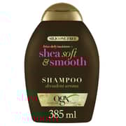 OGX Shampoo Frizz-Defy/Moisture + Shea Soft & Smooth Silicone-Free 385ml - Pack of 2 Pieces (Bundle Offer)