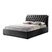 Leatherette Tufted Bed with Half-Medical Mattress Queen with Mattress Black