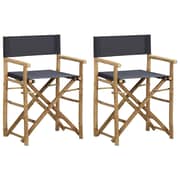 vidaXL Folding Director's Chairs 2 pcs Dark Grey Bamboo and Fabric
