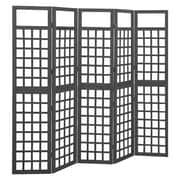 Vidaxl 5-panel Room Divider/trellis Solid Fir Wood Black 201.5x180 Cm Vidaxl 5-panel Room Divider/trellis Solid Fir Wood Black 201.5x180 Cm