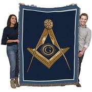 Pure Country Weavers Masonic Gold Square And Compass Blanket Throw Woven From Cotton - Made In The Usa (72X54)