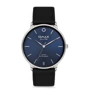 Omax Classic Series Black Leather Analog Watch For Men HX01P42I