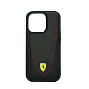 Ferrari Magsafe Leather Stitched Red Line Hard Case For Iphone 14 Pro Black Ferrari Magsafe Leather Stitched Red Line Hard Case For Iphone 14 Pro Black