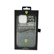 Ferrari Gradient Pc/Tpu Case With Allover Scuderia & Dyed Bumper For Iphone 14 Pro Max Black