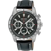 Seiko Tachymeter Black Leather Analog Watch For Men