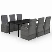vidaXL 7 Piece Garden Dining Set with Cushions Grey vidaXL 7 Piece Garden Dining Set with Cushions Grey