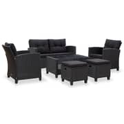 Vidaxl 6 Piece Garden Sofa Set With Cushions Poly Rattan Black