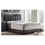 Lusso Tufted Black Faux Leather King Bed with Mattress Black