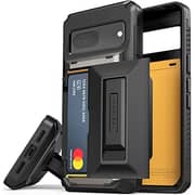 VRS Design Damda Glide Hybrid designed for Google Pixel 7 case cover wallet [Semi Automatic] slider Credit card holder Slot [3-4 cards] & Kickstand - Black Groove