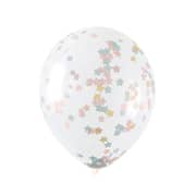 Unique- 16in Clear Balloon Star Shaped Confetti Pink, Blu & Gold