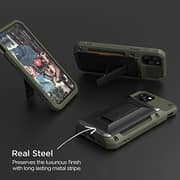 Vrs Design Damda Glide Hybrid Designed For Iphone 11 Pro Case Cover Wallet [semi Automatic] Slider Credit Card Holder Slot [3-4 Cards] & Kickstand - Green