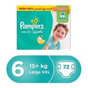 Pampers baby-dry diapers size 6 XXL Large 15+ kg mega box 72 count Pampers baby-dry diapers size 6 XXL Large 15+ kg mega box 72 count