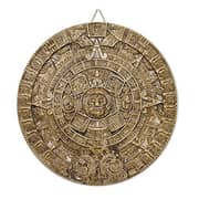 Novica Light Brown Archaeological Theme Ceramic Advent Calendar Plaque, Honey Aztec Sun Stone'