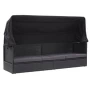Vidaxl Outdoor Sofa Bed With Canopy Poly Rattan Black Vidaxl Outdoor Sofa Bed With Canopy Poly Rattan Black