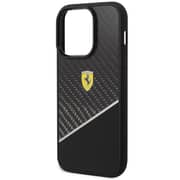 Ferrari Bimaterial Carbon Case Black With Silver Stripe iPhone 14 Pro Ferrari Bimaterial Carbon Case Black With Silver Stripe iPhone 14 Pro