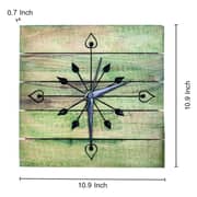 Wooden Engraved Wall Clock in Green