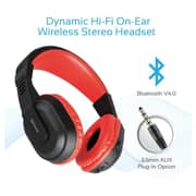 Promate Rechargeable Over-Ear Wireless Stereo Headset with Hi-Fi Sound Red