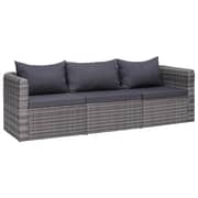 Vidaxl 3 Piece Garden Sofa Set With Cushions Grey Poly Rattan Vidaxl 3 Piece Garden Sofa Set With Cushions Grey Poly Rattan
