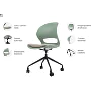 Navodesk Vis Chair, Premium Meeting & Visitor, Swivel Chair With Soft Cushion Seat (Sage Green With Castor Wheels)