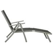 vidaXL Folding Sun Lounger Textilene and Aluminium Black and Silver vidaXL Folding Sun Lounger Textilene and Aluminium Black and Silver