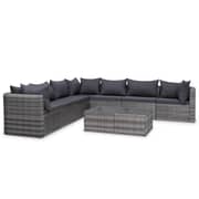 Vidaxl 8 Piece Garden Lounge Set With Cushions Poly Rattan Grey Vidaxl 8 Piece Garden Lounge Set With Cushions Poly Rattan Grey