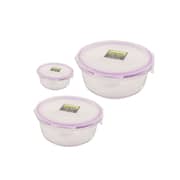Homeway - 3 Piece Round Glass Container Set, 400Ml + 620Ml + 950Ml Volume Capacity Containers - BPHW030405Fc