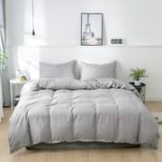 Luna Home Premium Collection King Size 6 Pieces Bedding Set Without Filler, Plain Light Grey Color