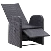 vidaXL Reclining Garden Chair with Cushion Poly Rattan Black vidaXL Reclining Garden Chair with Cushion Poly Rattan Black