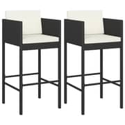 Vidaxl Bar Stools 2 Pcs With Cushions Black Poly Rattan Vidaxl Bar Stools 2 Pcs With Cushions Black Poly Rattan