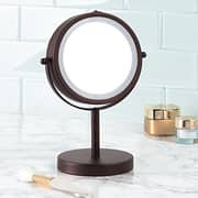 iDesign Interdesign Metal Free-Standing Portable Double-Sided Vanity Mirror With Lighting For Master, Guest, Kids' Bathroom, College Dorm, 7.17 iDesign Interdesign Metal Free-Standing Portable Double-Sided Vanity Mirror With Lighting For Master, Guest, Kids' Bathroom, College Dorm, 7.17