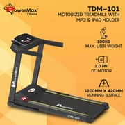 PowerMax 2.0HP Fitness Treadmill with MP3 & iPad holder TDM-101