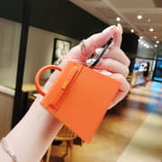 Super Elegent Extraordinary Hand Bag Design Air pods Cover 1/2 Fashion Reticule Wireless Earphone Protector Soft Silicone Shockproof Accessories (Handbag Orange)
