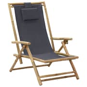vidaXL Reclining Relaxing Chair Dark Grey Bamboo and Fabric vidaXL Reclining Relaxing Chair Dark Grey Bamboo and Fabric
