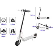 Skyland Unisex Adult EM-1603-W Pro Electric Scooter With Fixed Digital Speedometer On Board- White, L=108 cm x W=43.3 cm x H= 112 cm