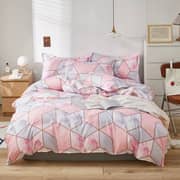 Luna Home Queen/double Size 6 Pieces Bedding Set Without Filler , Pink Geometric Marble Design Luna Home Queen/double Size 6 Pieces Bedding Set Without Filler , Pink Geometric Marble Design