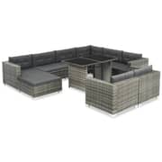 Vidaxl 10 Piece Garden Lounge Set With Cushions Poly Rattan Grey Vidaxl 10 Piece Garden Lounge Set With Cushions Poly Rattan Grey