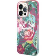 US Polo Florida Design Case Pink/Green iPhone 14 Pro Max