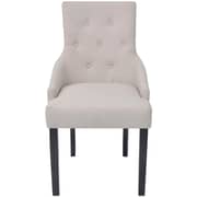 vidaXL Dining Chairs 2 pcs Cream Grey Fabric vidaXL Dining Chairs 2 pcs Cream Grey Fabric
