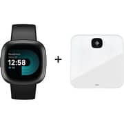 Fitbit FB523BKBK Versa 4 Black/Graphite Aluminium + FB203WT Aria Air Scale White